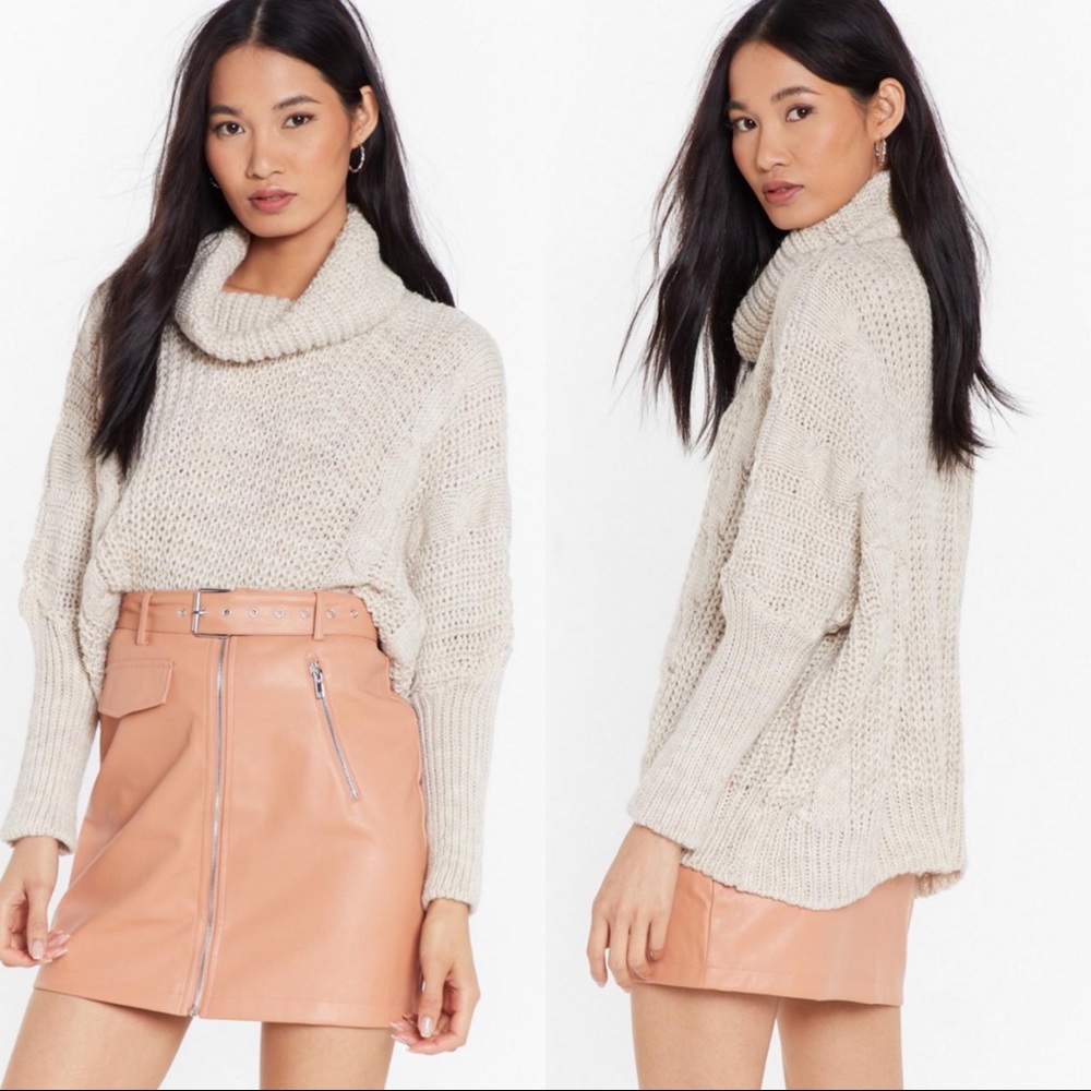 NASTY GAL Oversized Turtleneck Sweater